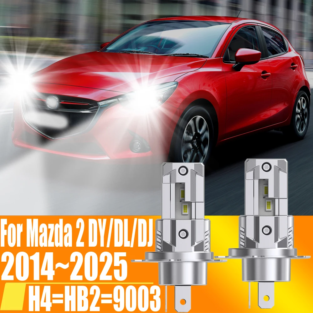 H4 HB2 9003 Led Headlight Canbus No Error Car Bulb High Power White Fog Light Diode Lamp 12v 55w For Mazda 2 DY DL DJ 2014~2025