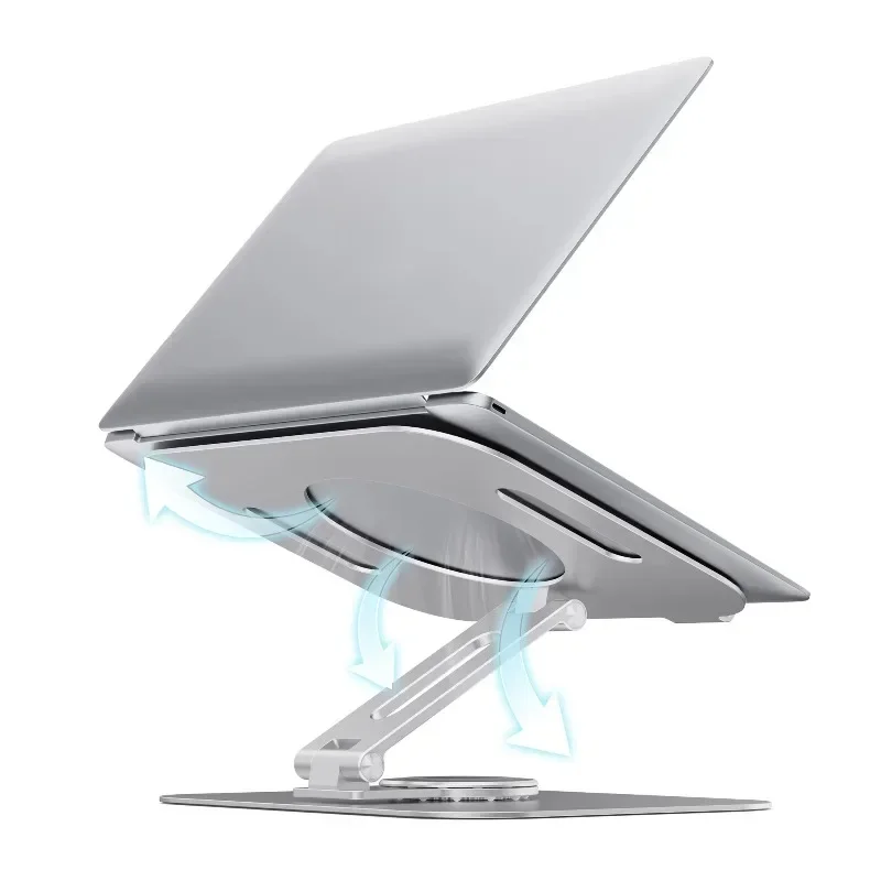 support-d'ordinateur-portable-en-metal-pliable-et-reglable-a-360°-avec-base-rotative