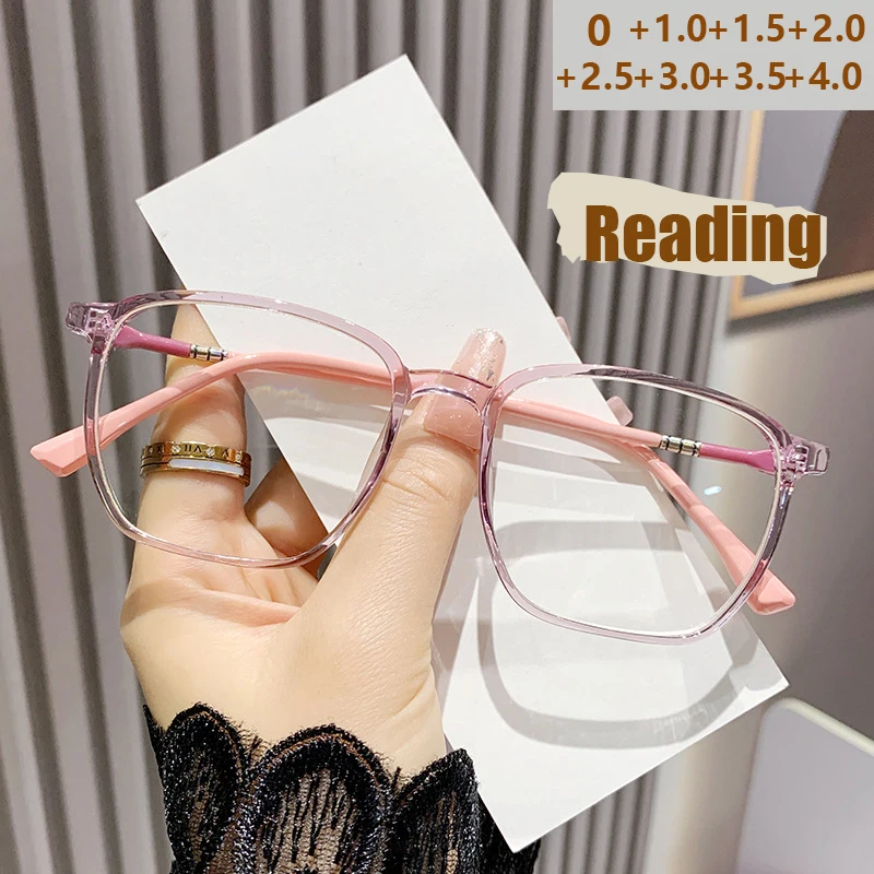 Hochwertige, ultraleichte Lesebrille für Damen, modisch, quadratischer Rahmen, HD, Anti-Blaulicht, junge Lesebrille 6013