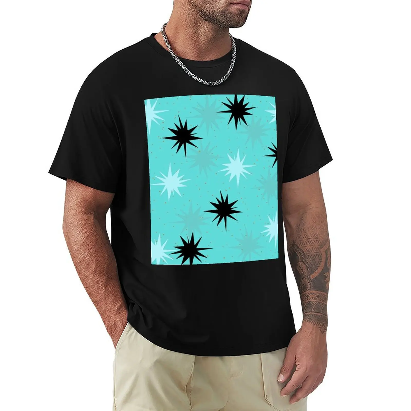 Mod Atomic Turquoise Starburst T-Shirt Fashion Pattern Printed Tee Shirt