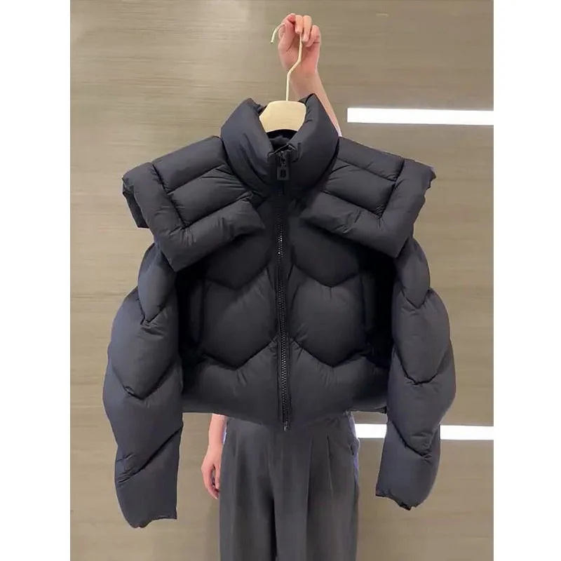 Shpmishal Winter Design Fashionable and Premium Cotton Jacket Thick Loose Casual Black Short Coat Female Clothing