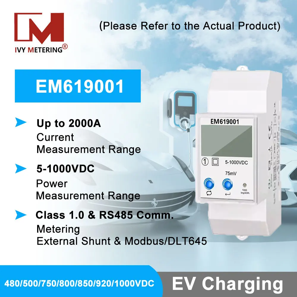 EM619001 15A 2000A 415V 500V 750V 920V 1000VDC DC Smart Bidirectional Energy Meter for EV Charger