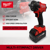 Milwaukee Original Brushless Cordless Electric Wrench 1/2 Car Truck Repair Screwdriver Impact Drill 18V Battery Power Tools