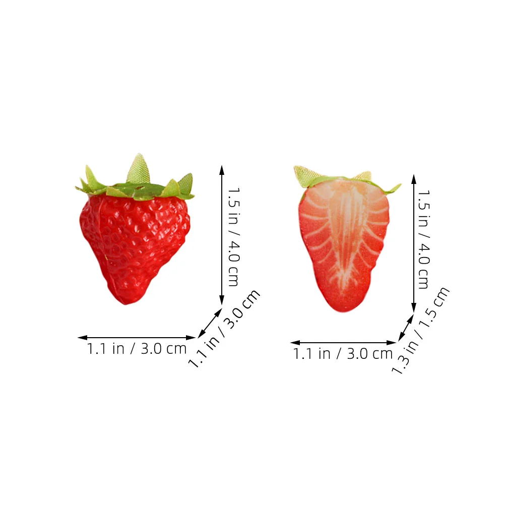 10 Pcs Artificial Strawberry Lifelike Fake Strawberries Window Fruit Decor Decorating Kit Pvc Fruits Toy Ornament