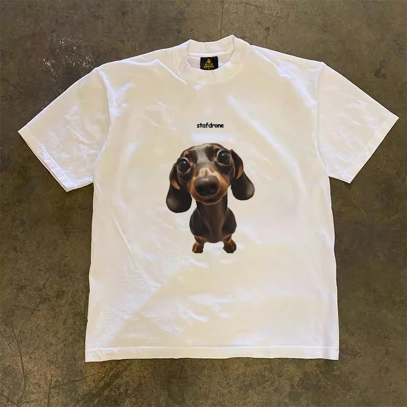 Loose Fit Cotton T-Shirt Unisex Short Sleeve Double Thread UPUPXIA Hero Print Sweat Absorbent round Neck Casual Summer Top