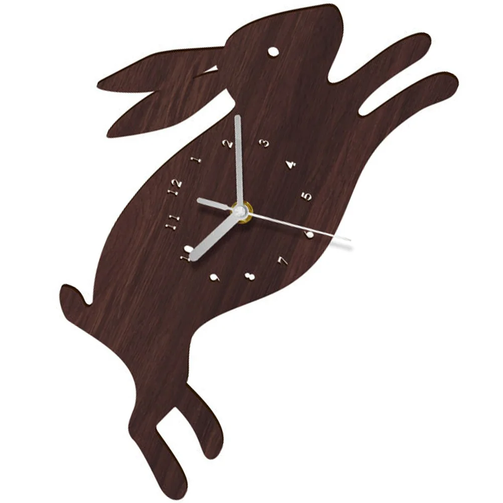 

Rustic Bunny Inch Mute Wall Wall Hanging Clock Wooden Kids Decor Mute Rabbit Clock Home Office Low Noise Bedroom