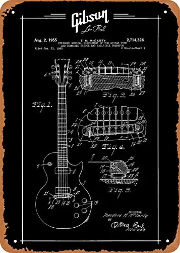 Guitars Music Gibson les Paul Patent Plaque Poster Metal Tin Sign 8