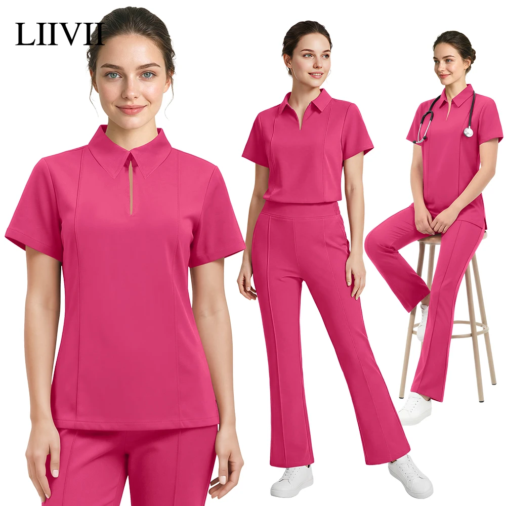 2 Piece Beautician Work Suit Stylish Medical Nurse Uniform Women Operating Room Scrubs Set Hospital Surgical Nursing Clothes New