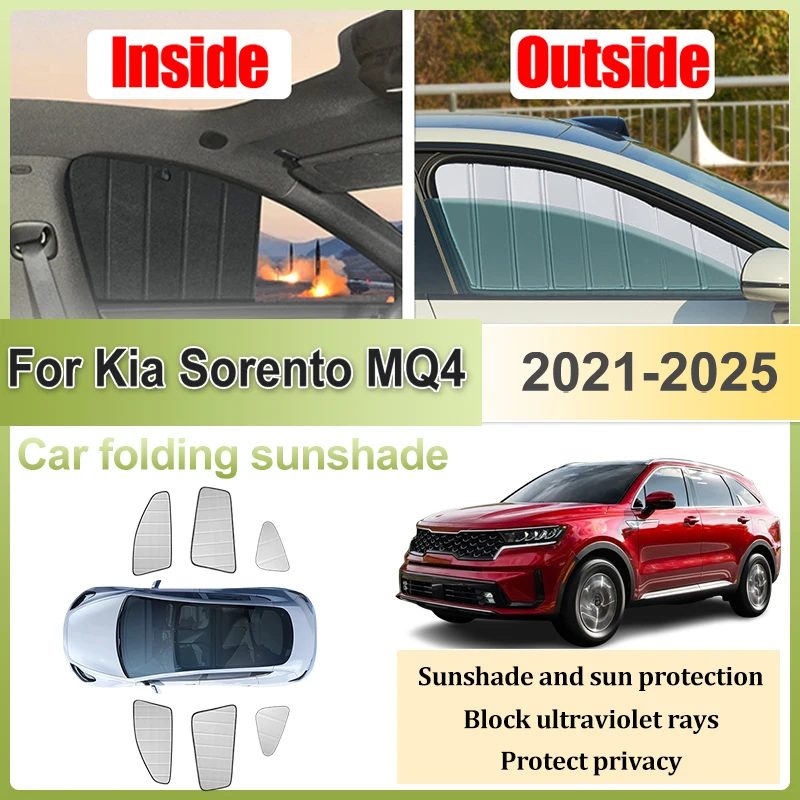 

Автомобильные солнцезащитные шторки для Kia Sorento 2025 MQ4 2021 2022-2024, складные, с защитой от солнца и обеспечением конфиденциальности