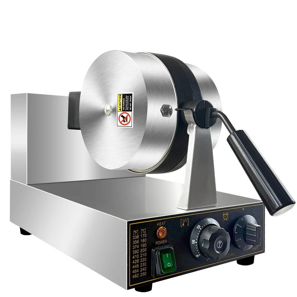 Commercieel wafelijzer, professioneel Belgisch wafelijzer Rond wafelijzer met antiaanbaklaag 180 °   roterende wafelijzermachine