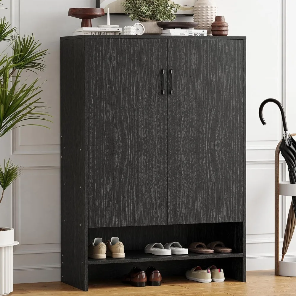 7-Tier Shoe Storage Cabinet for 28 Pairs, Door-Enclosed Design for Entryway, Adjustable Narrow Shoe Organizer