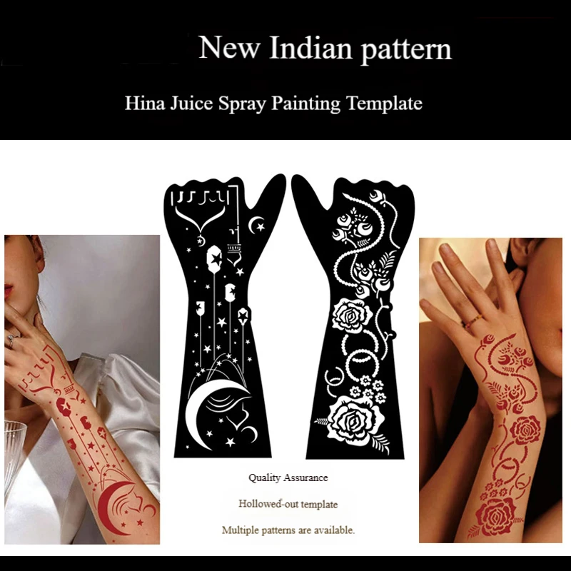 Wiederverwendbare Henna-Schablone für Arm, Körperbemalung, Blumen-Henna-Tattoo-Vorlage für Frauen, Hochzeit, Festival, Körper-Make-up, Tattoo-Werkzeuge