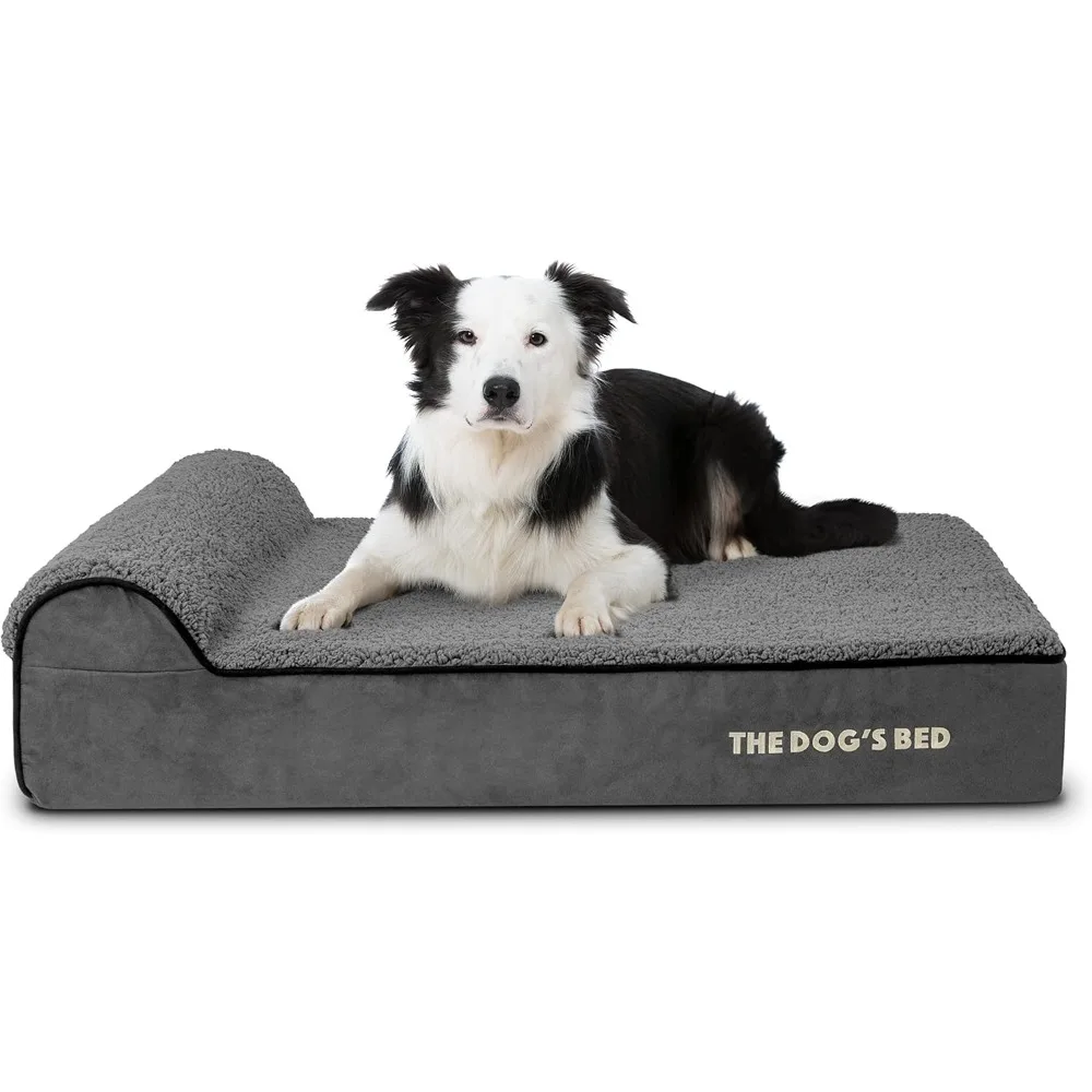 

The Dog’s Bed Orthopedic Headrest Dog Bed Large Grey Plush 40x25, Memory Foam, Pain Relief for Arthritis, Hip & Elbow Dysplasia,