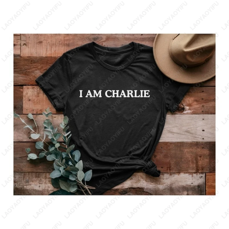 I Am Charlie Kirk Solidarity Shirt Men Women High Quality Cotton Regular Short Sleeve Casual Classics Simple Style Summer Tshirt