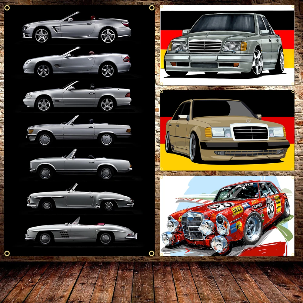 

FLAGDOM 2X3FT 3X5FT BZ Car W124 Car Flag Polyester German Cars Poster Banner For Decor Tapestry Outdoor Home Room Decor