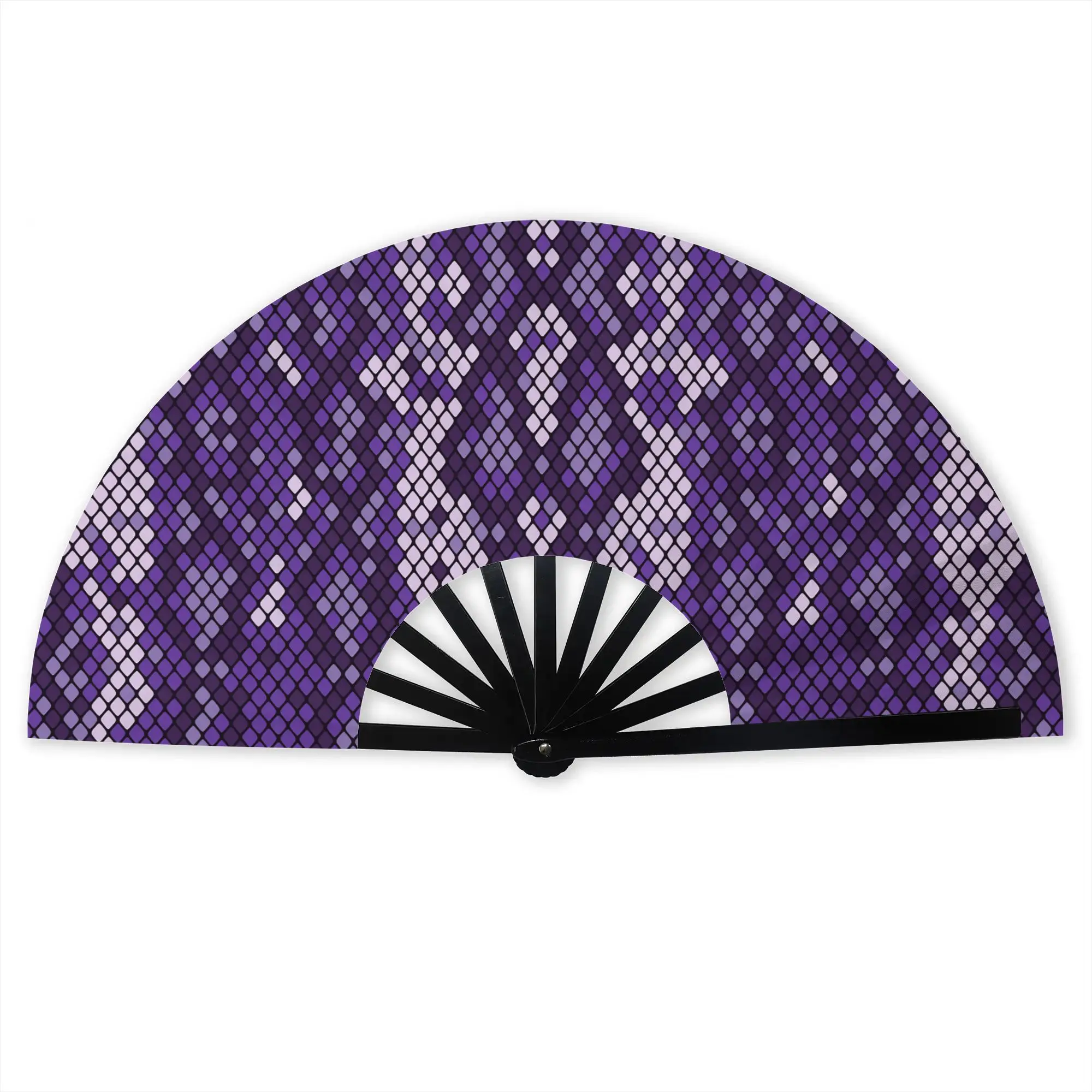 Snake Boa Skin Animal  Traditional Folding Fan Oriental Art Purple Light Purple  High-Quality Fans Gift Decorative Hand Fan