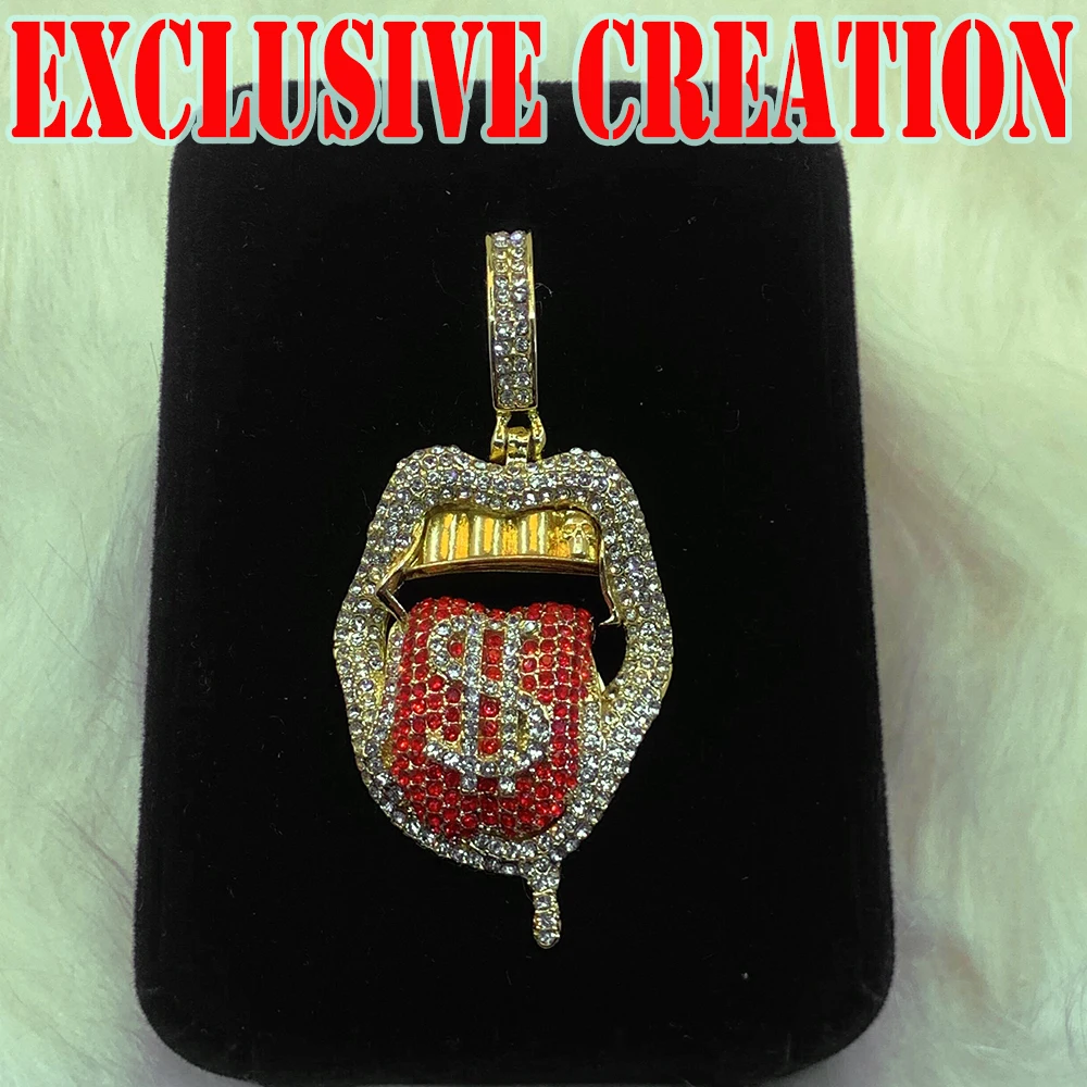 Trendy custom Cuban necklace, luxurious diamond inlaid exquisite pendant, 18K gold plating, hip-hop street culture decoration