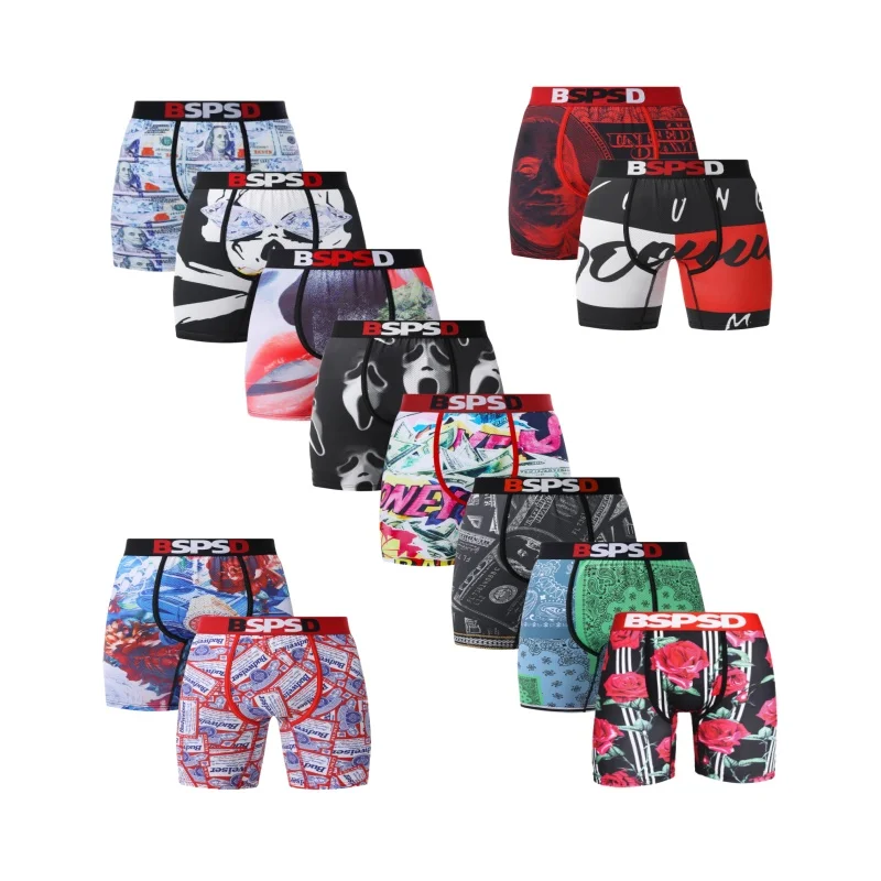 

Мужское нижнее белье больших размеров, дышащие, впитывающие влагу, сексуальные мужские трусы-боксеры, модные шорты-боксеры с принтом, трусы