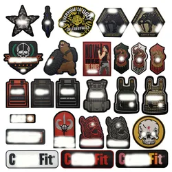 3D PVC Tactical Patches Tiger Head Bear Rubber Military Armband Luminous Badges for Backpack with Hook & Loop Embroidery Patch