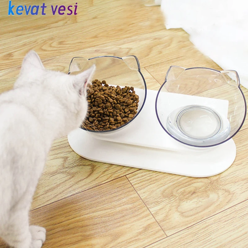 

Non-Slip Double Cat Bowl with Stand Durable Pet Food Water Feeding Bowls Elevated Neck Protection Cat Dog Feeder Pet Supplies