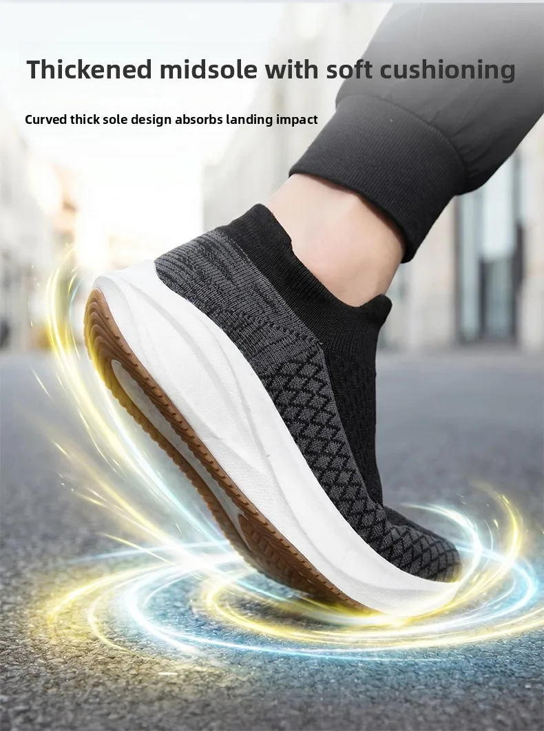 Unisex Real Boost Sneaker mit dicker Sohle, Stretch-Strick, atmungsaktiv, Übergrößen, stoßdämpfend, Sportschuhe, Laufschuhe für Damen und Herren – Detail 5