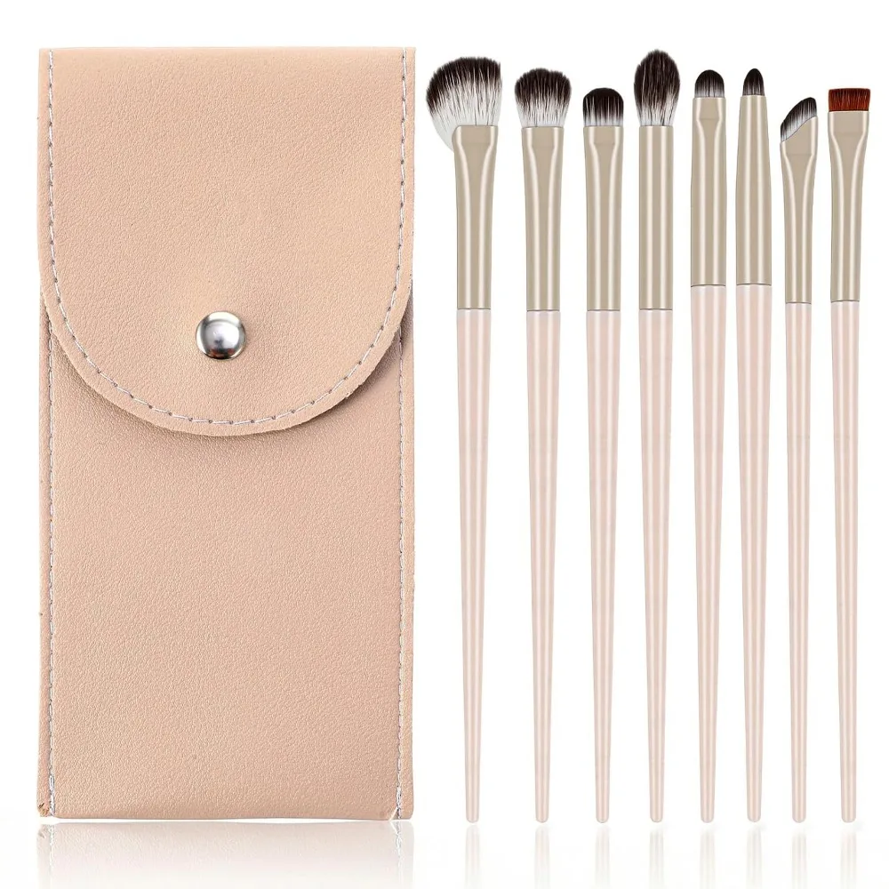 8-Piece Eye Makeup Brush Set for Professional Blending, Eyeshadow, Eyeliner, and Eyebrow Application with Synthetic Fibers