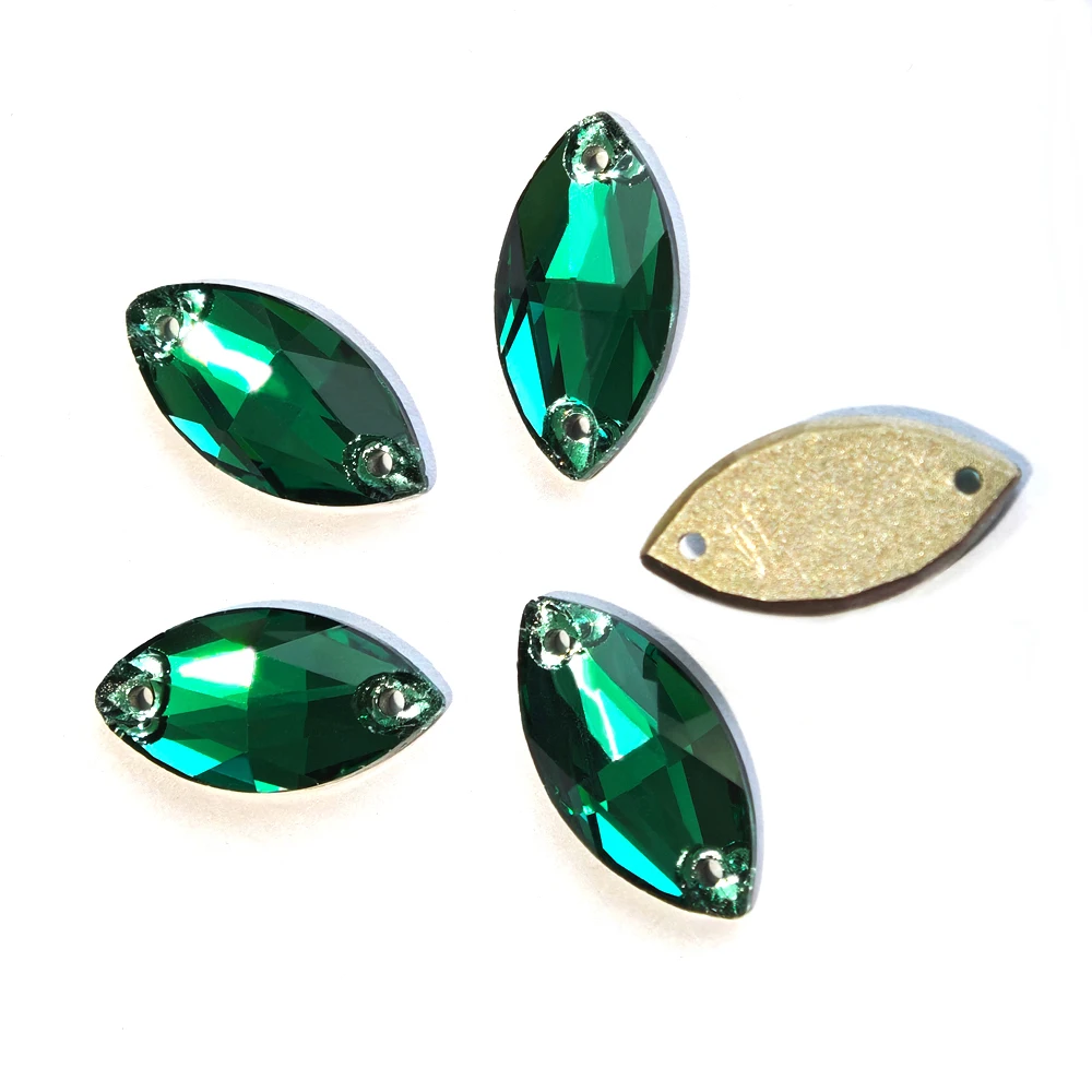 Pubrilex Smaragdgrüne Strasssteine, Flache Glas-Kristalle zum Aufnähen, Glitzersteine für Kleidungsdekorationen – Detail 4