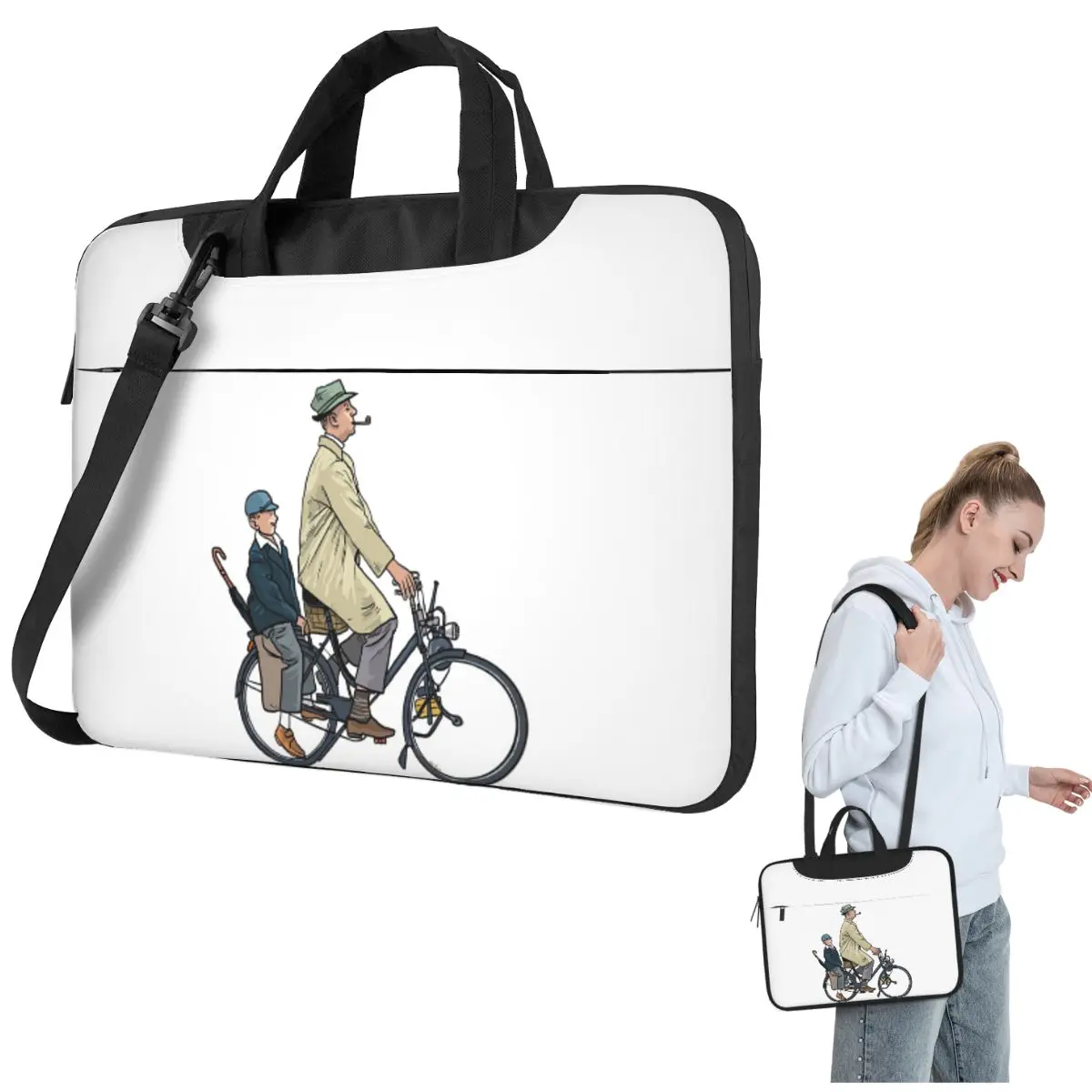 

Jacques Tati Mon Oncle Monsieur Hulot Crossbody Laptop Bag Case Computer Bag Resistant Protective Notebook Pouch for Lenovo