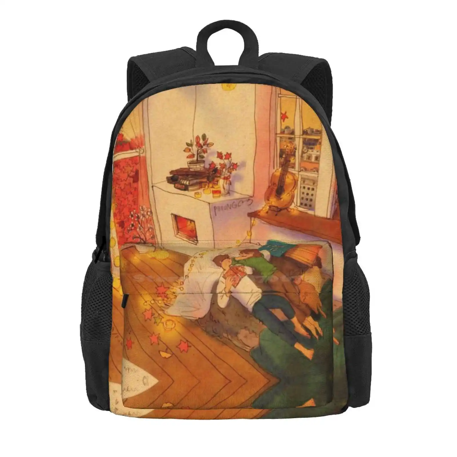 Puuung Illustration No.327 Hot Sale Schoolbag Backpack Fashion Bags Puuung Love Aesthetic Romance Romantic Cozy Happy Moment