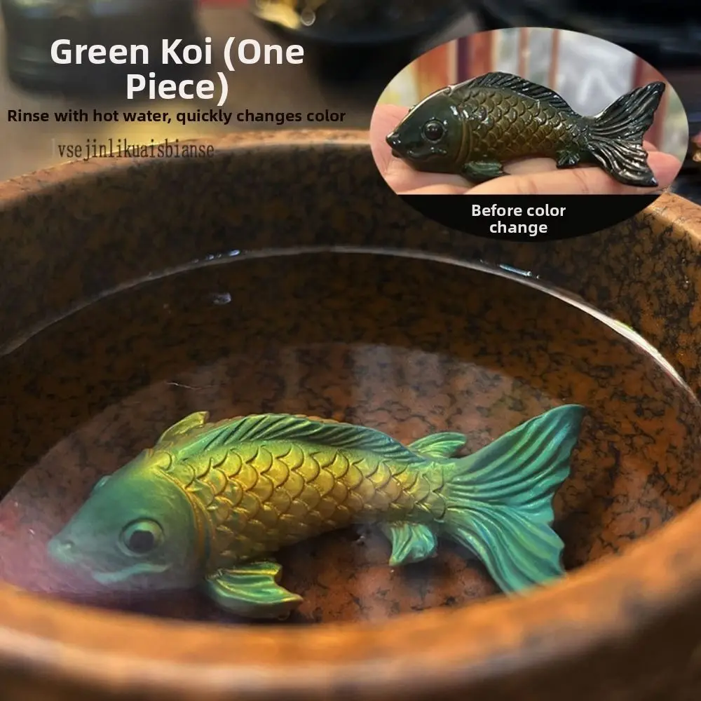 Color Changing Goldfish Tea Table Ornament Heat Sensitive Resin Koi Fish Tea Pet Gold Tea Play Decoration