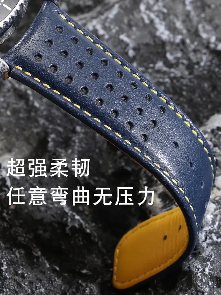Blue Leather Watch Strap for Men's for Citizen Blue Angel Watch Strap Air Eagle AT8020-03L 54L
