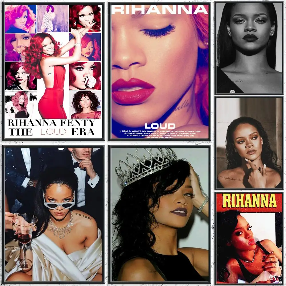 Iconic Singer R-RihannaS Poster HD Self-Adhesive No Residue After Removal Ideal for All Kinds of Wall Decor