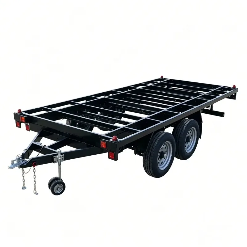 Triple Axle Trailer Chassis Frame | Heavy Duty Galvanized/Black Painted Steel Trailer Base for Tiny House & Cargo Transport