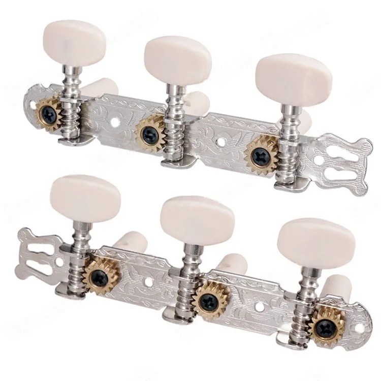 Classical Guitar Tuning Knob, Triple String Adjustment Knob, Silver Square Head Plastic Column