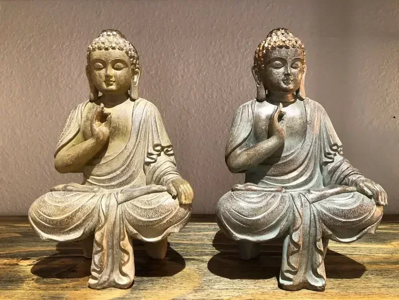 Teaching Buddha Statues Zen Meditation Outdoor Friendly Buddhism Figurine Fairy Garden Ornaments Home Living Room Decoration