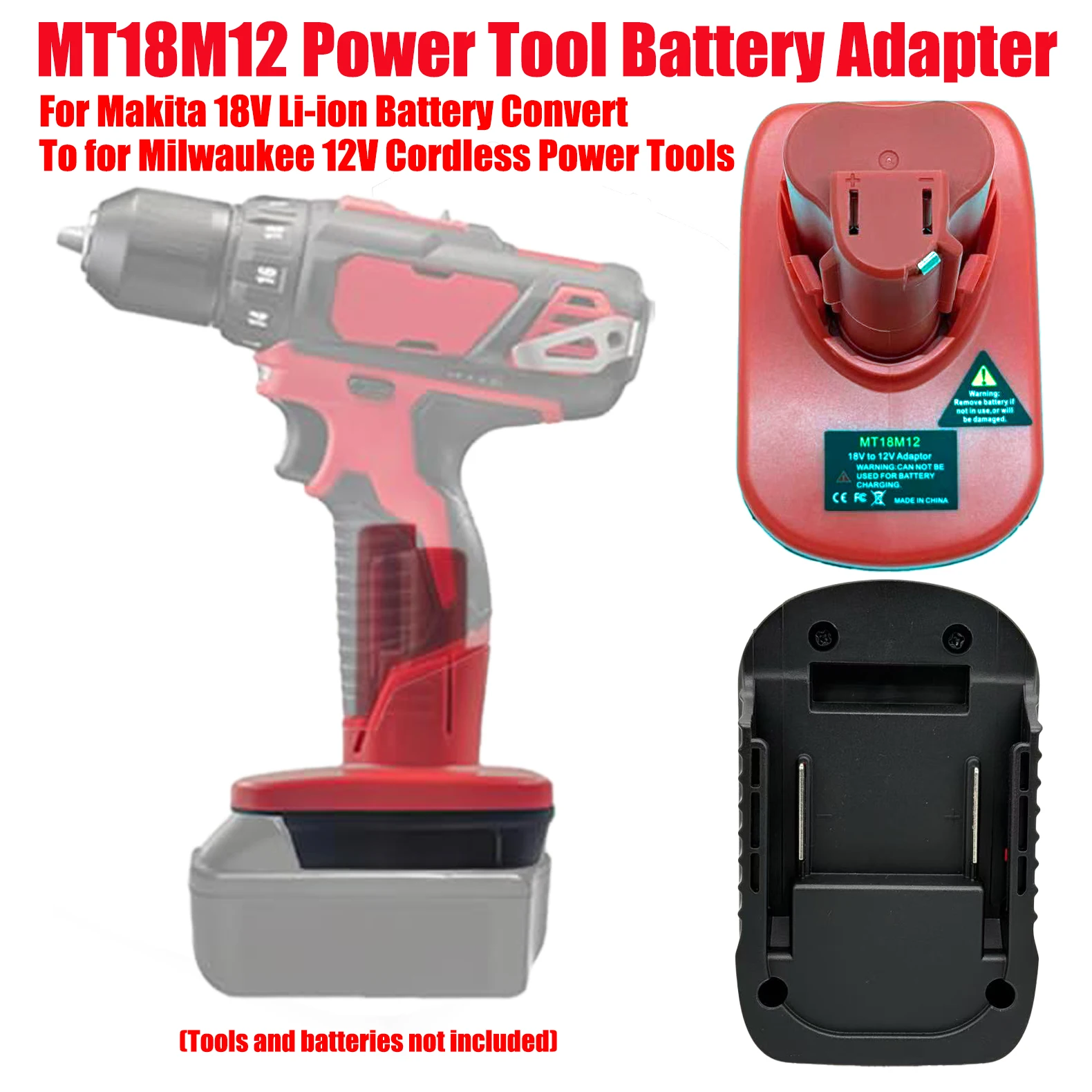 

HAKSINKY Power Tool Battery Adapter MT18M12 for Makita 18V Li-ion Battery Convert To for Milwaukee 12V Cordless Power Tool Use