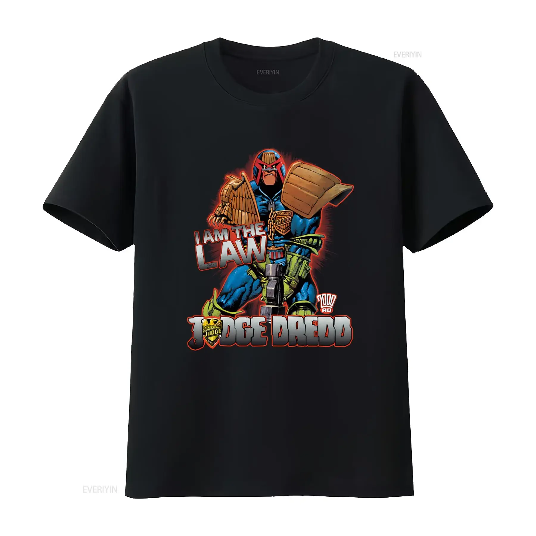 T-shirt Judge Dredd Law I AM THE Design pour les fans de bandes dessinées, vintage, lavé, doux, graphique, confortable, pour un usage quotidien