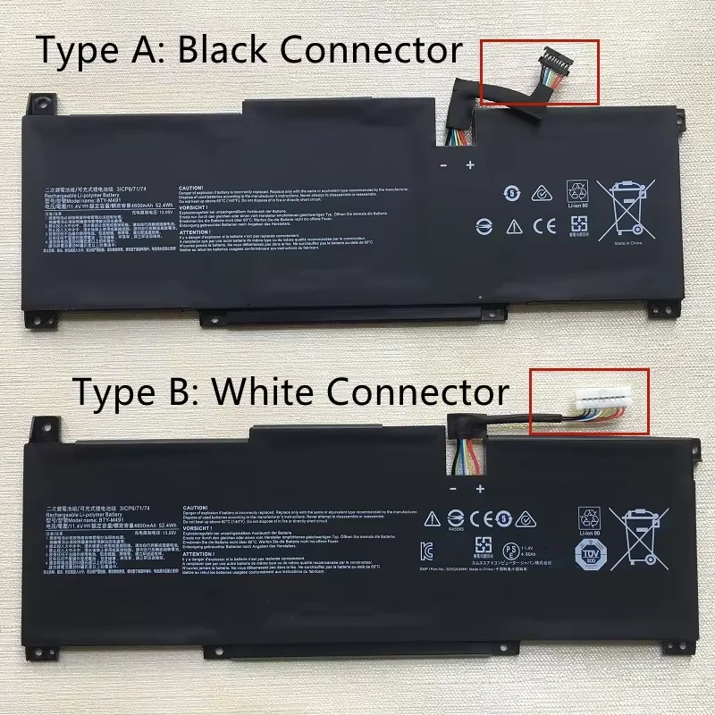 BTY-M491 3ICP6/71/74 Laptop Battery For MSI Modern 15 A10M-098,A10RD,A11MU,A11SBL,A5M,A10RAS,A10RB-013 A4MW Prestige14 MS-1551