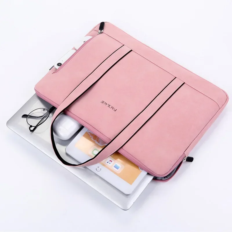 Laptop Bag 13 14 15 15.6 Inch Handbag Women Notebook Bag for Macbook Pro Air 13 Case Xiaomi Asus PU Leather Luxury Computer Bag