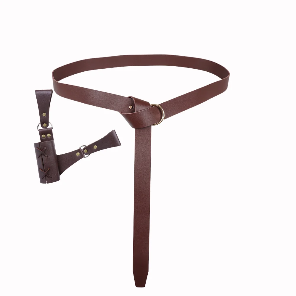 2PCS Medieval Leather Dagger Holder Sword Holster with Belt Adjustable Sword Frog Holster with Belt Suitable for Halloween