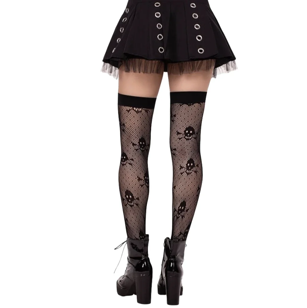 

Hot Stockings Club Wear Cos Skeleton Halloween Stockings Gothic Breathable Mesh Socks for Women Underwear sexy lenceria medias