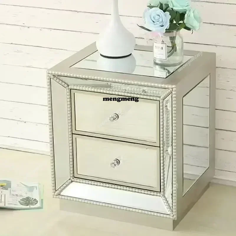 M138 Mirrored Nightstand Glass End Table, 23