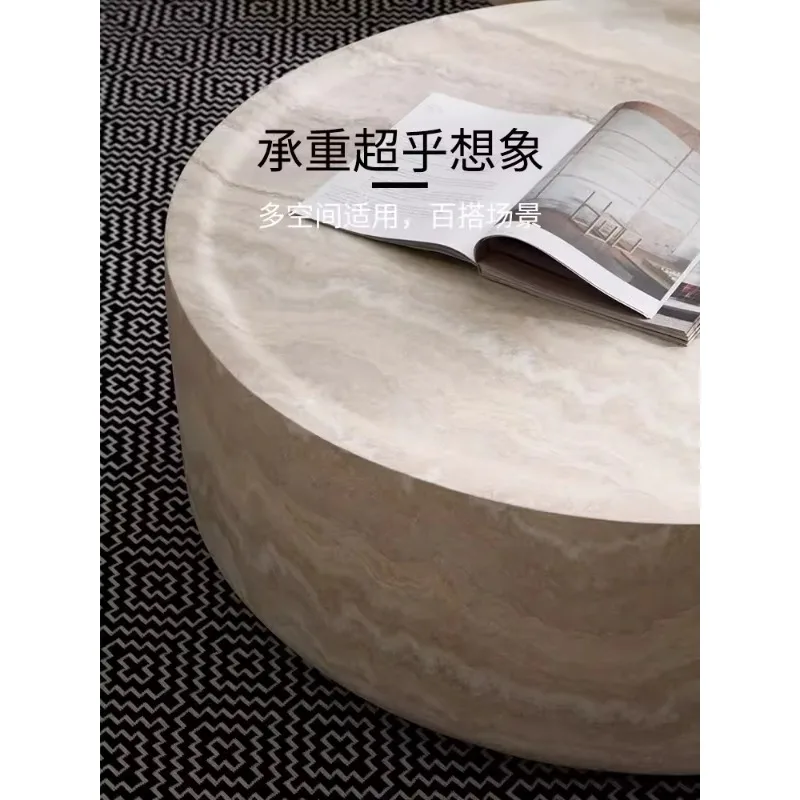 Wabi Sand Wind Travertine Coffee Table Living Room Light Luxury Modern Tea Table Household Creative Art Designer Side Corner Com