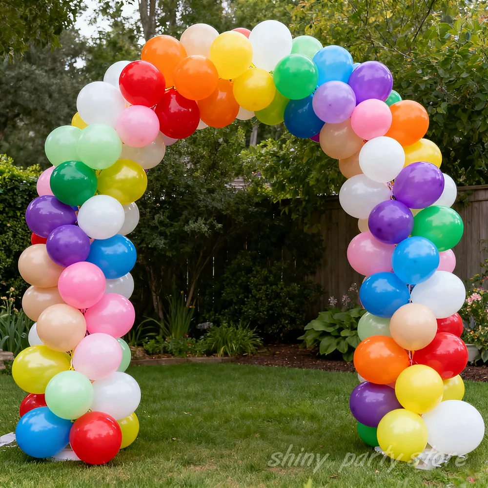 50 قطعة بالونات قوس قزح متعددة الألوان قوس الوردي الأخضر الأرجواني البرتقالي الأصفر الأزرق الجلد الأبيض بالونات اللاتكس لحفل زفاف وعيد ميلاد #2
