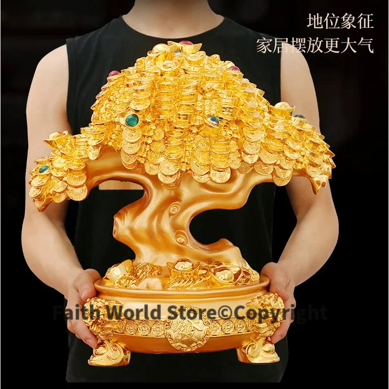 

HOT SALE # Bring in wealth office home shop company Money Drawing efficacious Mascot Gold Pachira money Tree FENG SHUI statue