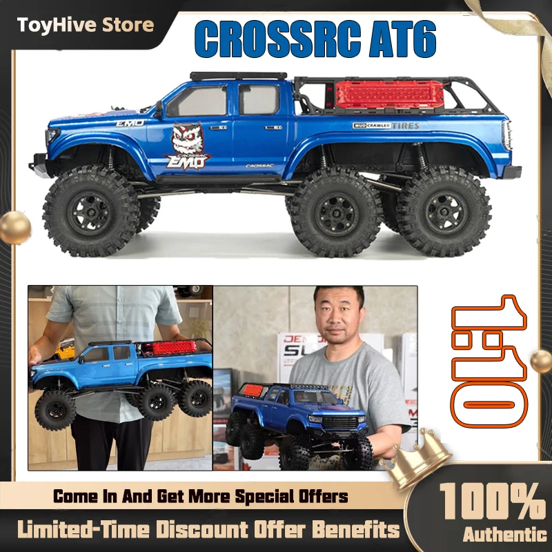 CROSSRC AT6 1:10 tracción en las seis ruedas Control remoto modelo eléctrico coche de escalada todoterreno bloqueo diferencial de alta y baja velocidad RTR