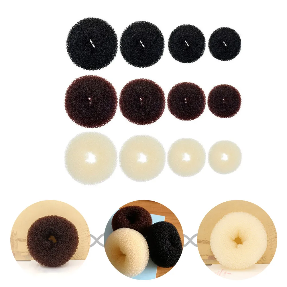 12Pcs Donut Hair Bun Maker Soft Elastic Not Pull Hair Easy Carry Portable Styling Tool for Women Updo Ponytail Bun Ring
