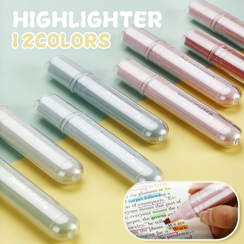 4/12 Colors Highlighter Morandi Color Palette Write Smooth for Painting Drawing Take Note Student's Notebook Art School Supplies