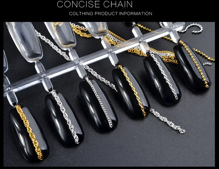 日本製シルバーローズゴールドネイルメタルチェーンスケルトンネイルチェーンパンクスタイルプレスオンネイルアクセサリーグラマラスネイルアートツール