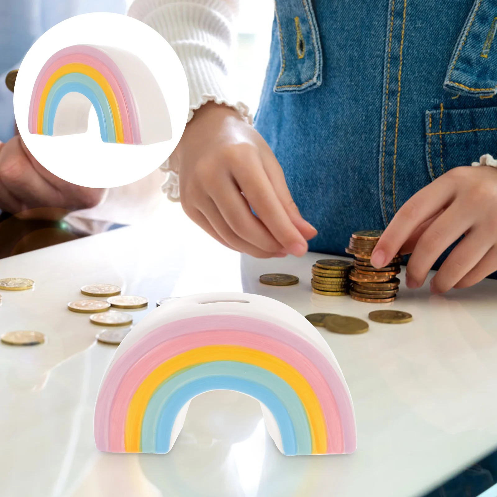 Creatieve Regenboog Spaarpot Keramische Geld Opbergdoos voor Kinderen Desktop Decoratie Schattige Kinderen Spaarpot Muntcontainer